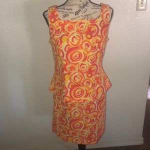 Orange, yellow, and pink tank top and skirt set